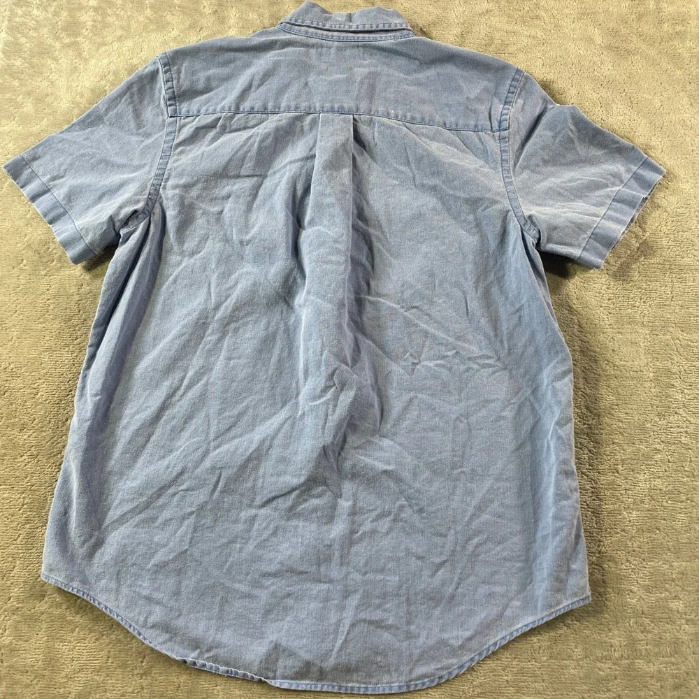 Ralph Lauren Linen Shirt Boys XL 18-20 Blue Short Sleeve Button Casual Preppy